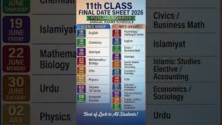 1st year date sheet 2026 || 11 class final date sheet ||Date sheet 2026 || 11 class date sheet 2026