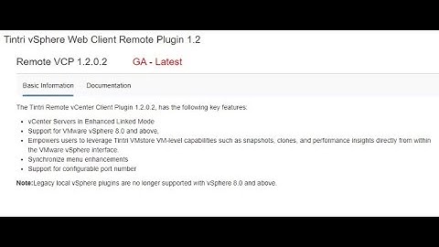 Installation of the Tintri Remote Client Plugin version 1.2.0.2