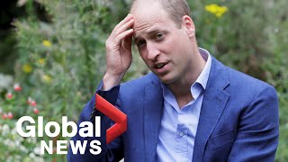 Britain's Prince William visits homeless shelter during the pandemic