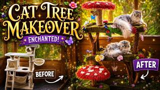 I Made an Enchanted Cat Tree with Mushrooms and Butterflies