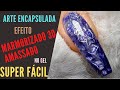 Arte encapsulada no gel efeito 3D marmorizado vitral (amassado com plástico)- jeans  Fácil