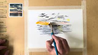 Derwent Inktense Tutorial - Six Minutes, Six Pencils Seascape Sketch 