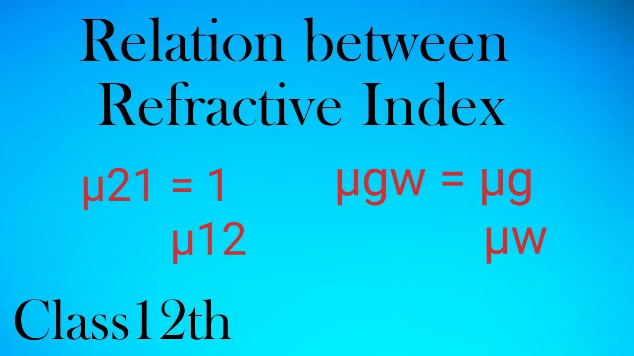 Relation Between Refractive Index Physics In Hindi YouTube