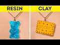 POLYMER CLAY vs EPOXY RESIN || Cute DIY Jewelry & Mini Crafts