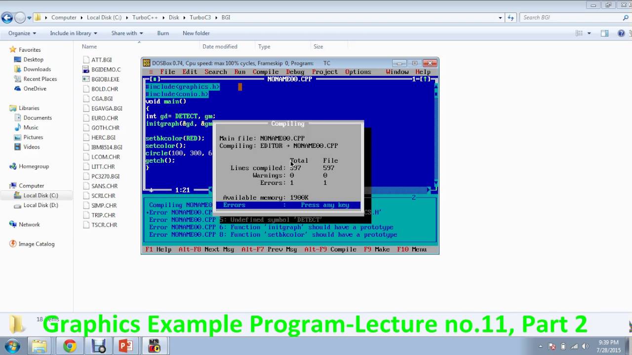 Graphics in C Example Lecture no 11, Part 2 - YouTube
