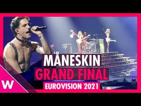 Måneskin: Victoria De Angelis gestures to Damiano David before Eurovision 2021 grand final