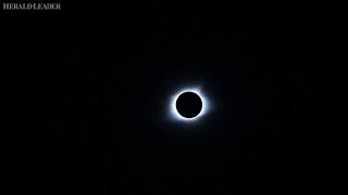 The crowd goes wild as the sky goes dark