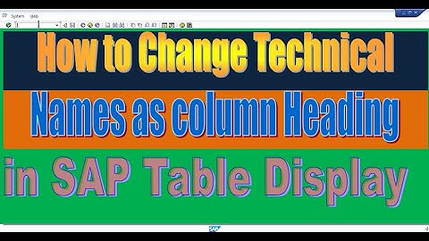 How to Change Technical Names as column Heading in SAP Table Display