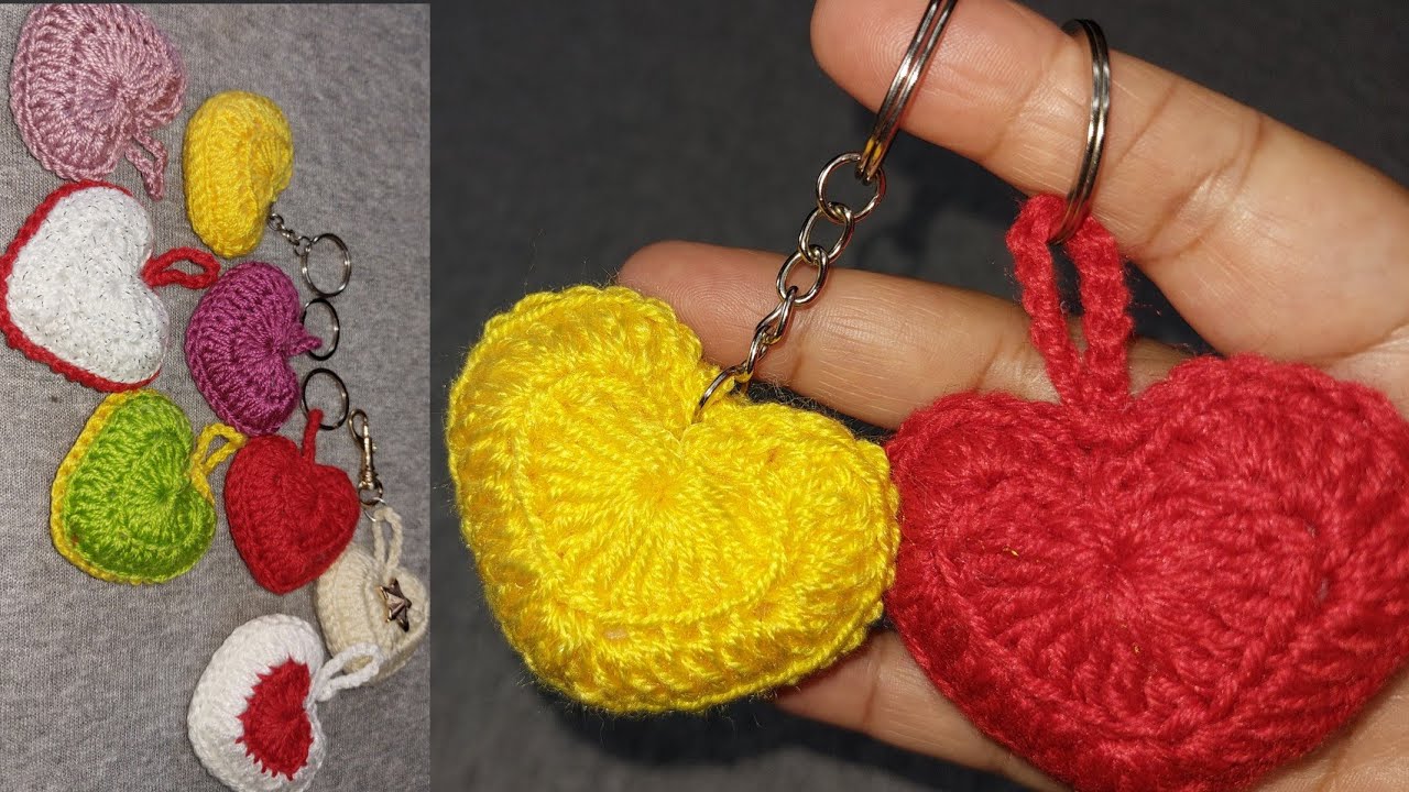 كروشيه ميدالية القلب :هدية لعيد الحب Porte clés cœur au crochet : cadeau de la Saint-Valentin