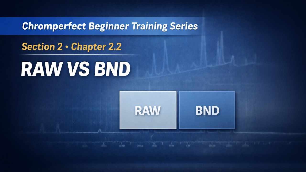 Chromperfect Raw vs Bound data files comparison showing data processing and reporting workflow