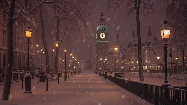 Quiet Winter Night on City Street | Sounds of Falling Snow, White Noise