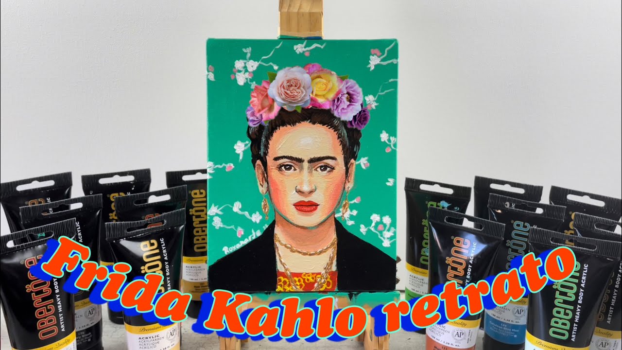 PINTANDO UN MINI RETRATO DE FRIDA KAHLO 🎨🖌🌺🌼🌸 - YouTube