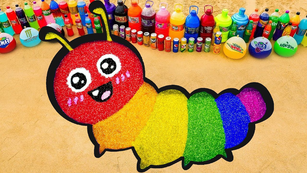 How to make Caterpillar with Rainbow Slime Orbeez, Big Monster, Coca Cola vs Mentos & Popular Sodas