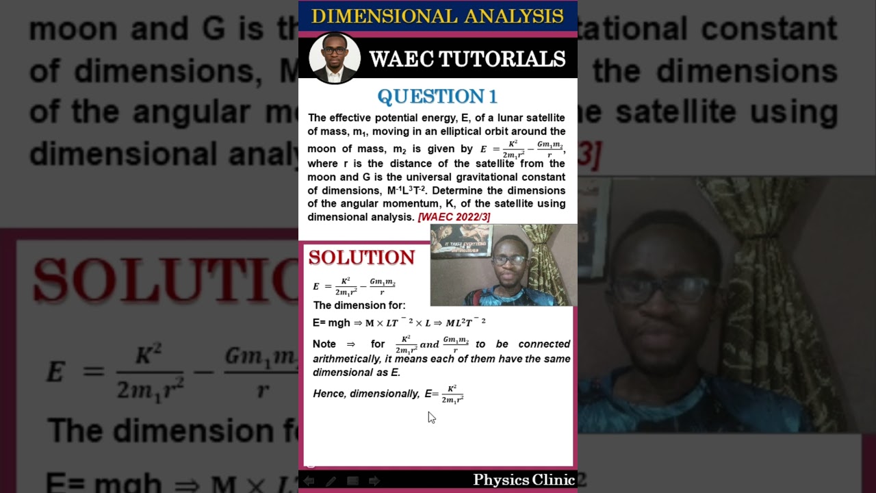 WAEC TUTORIAL DIMENSIONAL ANALYSIS Q1 #physics #waec2026 #physicsclass #physicsfacts #science