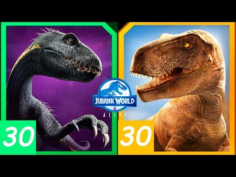 Видео: Тираннозавр 30 + Индораптор 30 Jurassic World Alive