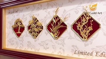 Bộ tranh tứ quý Tùng - Cúc -  Trúc - Mai dát vàng 24k