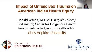 IHER Seminar Series: Impact of Unresolved Trauma on American Indian Health Equity