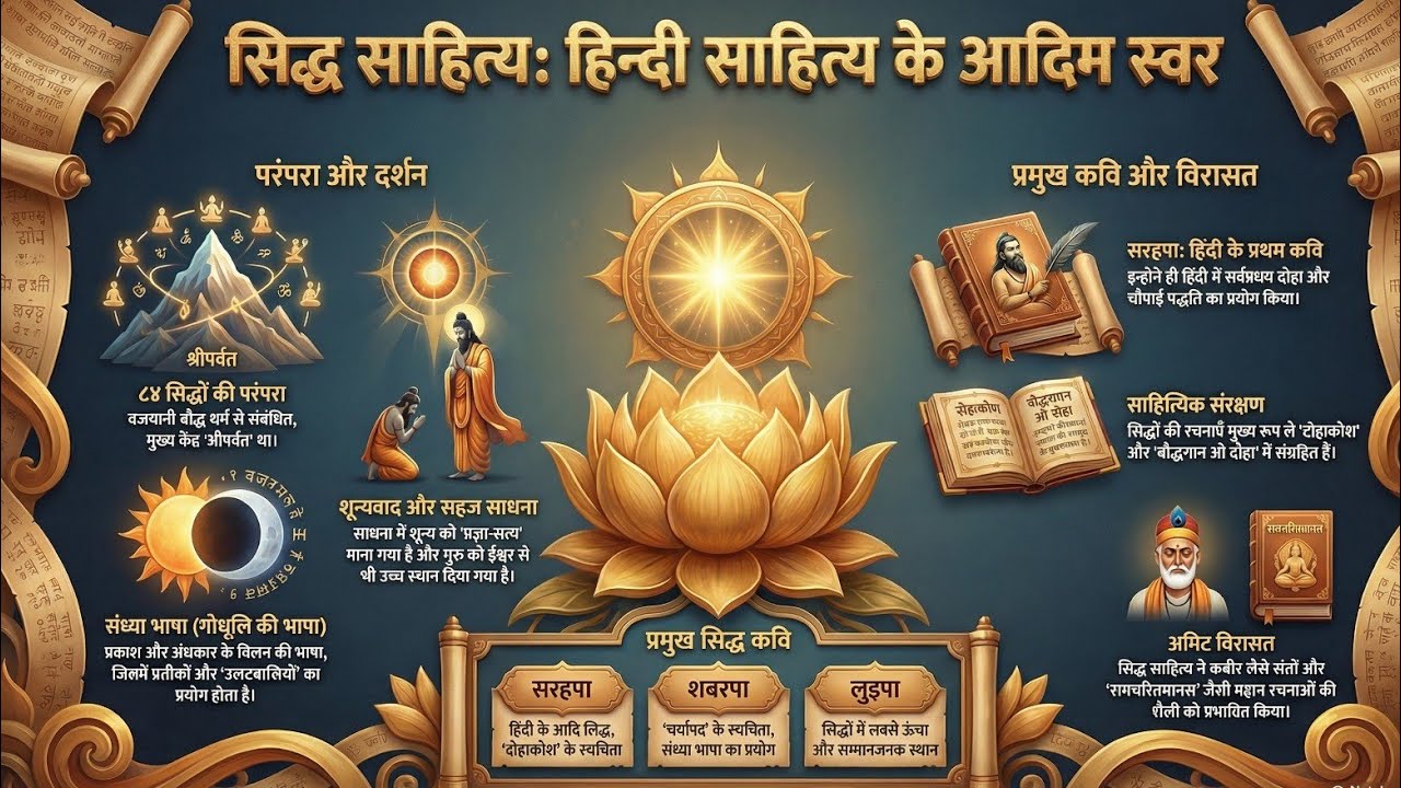 सिद्ध साहित्य / आदिकाल : सिद्ध साहित्य , हिन्दी साहित्य / sidh sahity ,hindi sahity ka