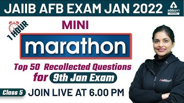 JAIIB AFB Exam January 2022 | Mini Marathon Top 50 Recollected Questions for 9th Jan Exam #5