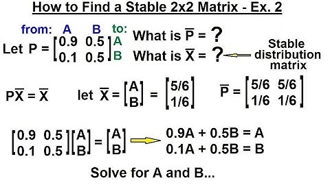 Prob & Stats - Markov Chains (13 of 38) How to Find a Stable 2x2 Matrix - Ex. 2