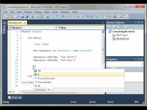 Visual basic 15 - Hash Table - YouTube