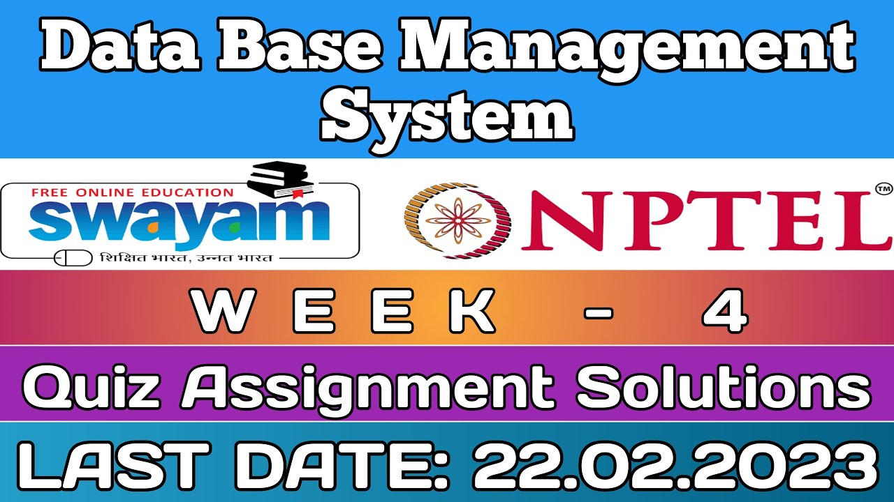 nptel database management system assignment 4 answers 2022