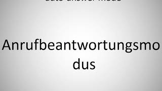 How To Say Auto-Answer Mode In German?