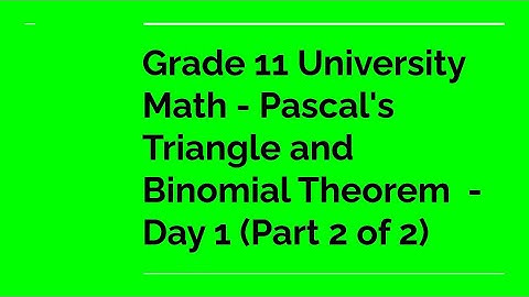 Grade 11 University Math - Pascal
