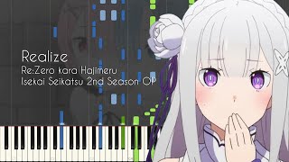 [FULL] Realize - Re:Zero kara Hajimeru Isekai Seikatsu 2nd Season OP - Piano Arrangement [Synthesia]