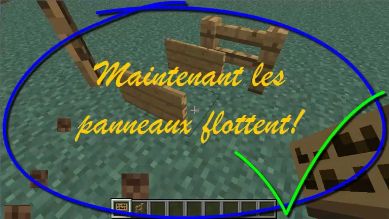 Minecraft - comment faire flotter un panneau - YouTube
