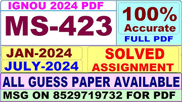 MS 423 solved assignment 2024 / ms 423 solved assignment 2024-25 / ms 423 solved assignment 2023-24