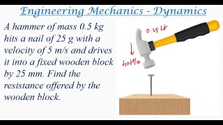 Nail and hammer | Work energy method | Engineering mechanics dynamics Problem