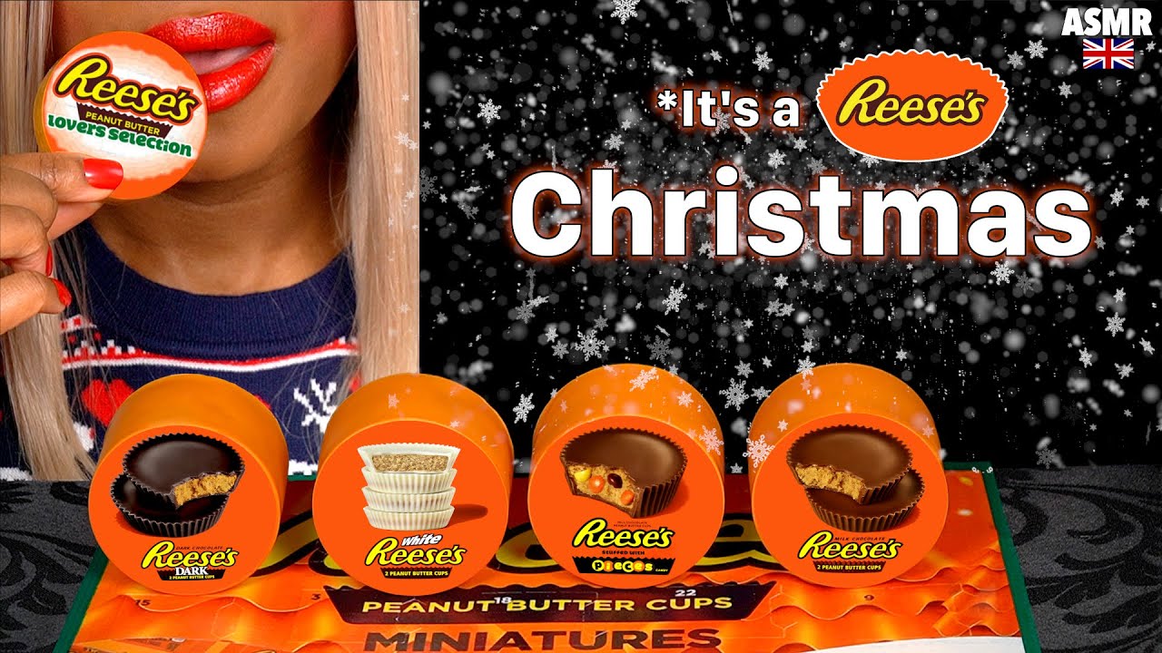 ASMR EATING REESE'S CHRISTMAS BUTTER CUPS| EDIBLE REESE'S PAPER | REESE ...