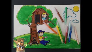 Görsel Sanatlar Ders Etkinlikleri - Ağaç Evi - Ağaç Evi Nasıl Çizilir?