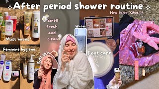 My Everything Shower routine ?After period ? Ghusl + shaving ?| Hygiene | كيف أهتم بنظافتي ?؟