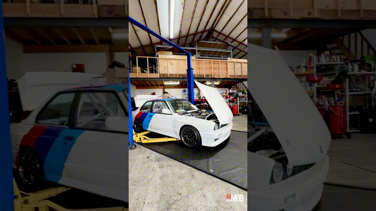 A pair of M3's getting their engine swaps finalized  