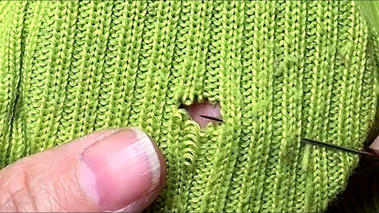 How to Repair a Sweater Hole with a Sewing Needle - YouTube