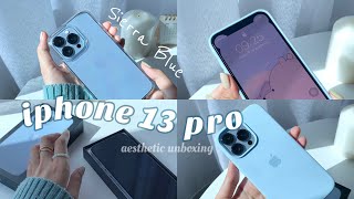 iphone 13 pro (Sierra Blue) Unboxing + Accessories✨🥣☁️ | aesthetic | mugg.narew