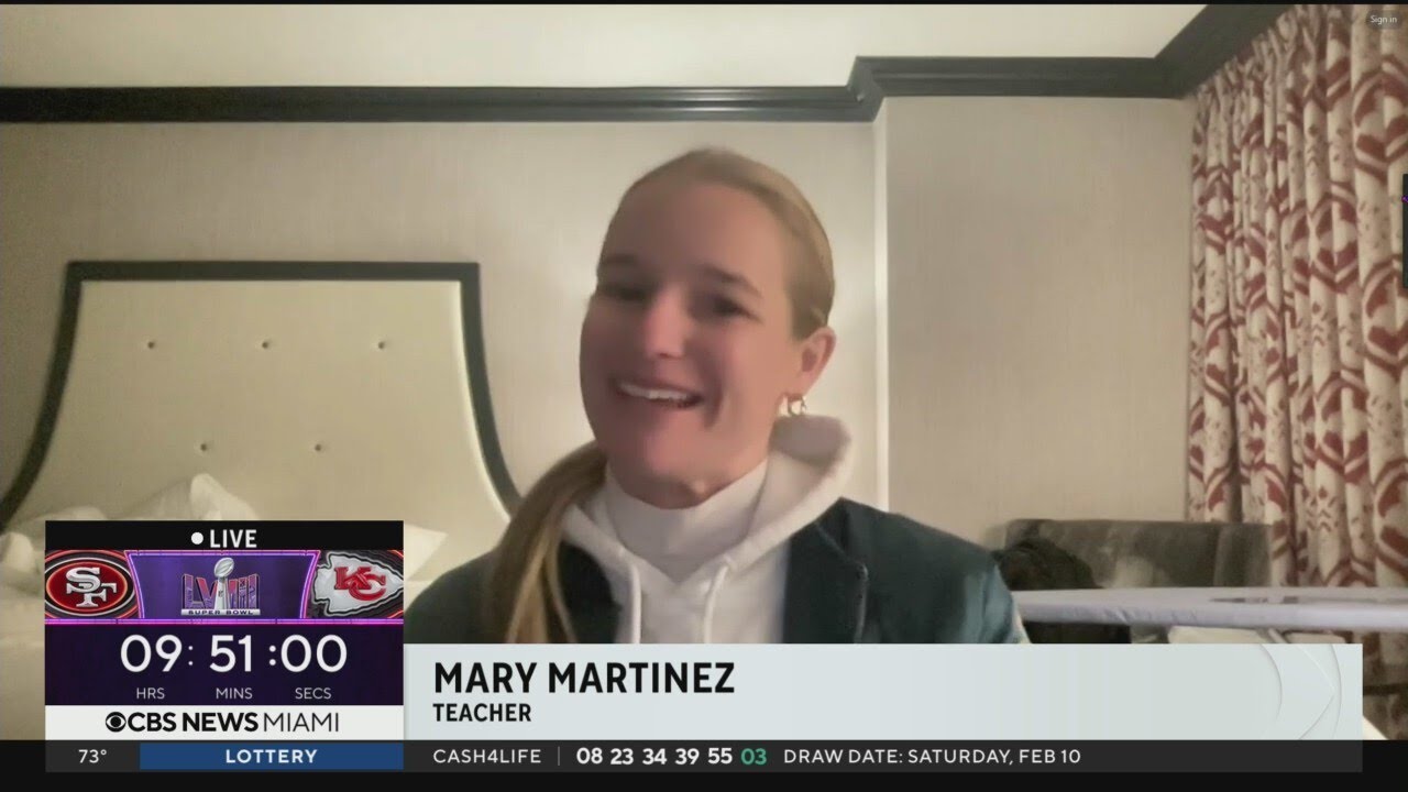 Viral south florida 3rd grade teacher goes to super bowl 58 youtube