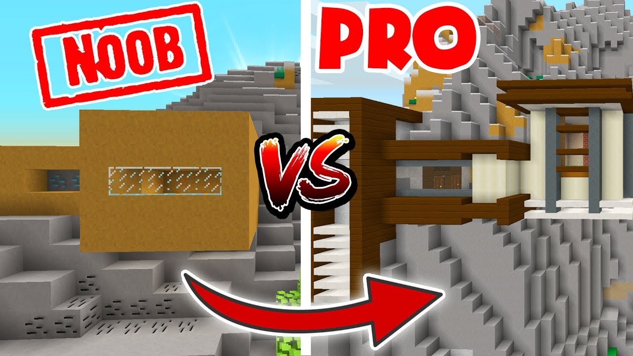 KHI NOOB XÂY NHÀ HIỆN ĐẠI TRÊN NÚI TRONG MINECRAFT - YouTube