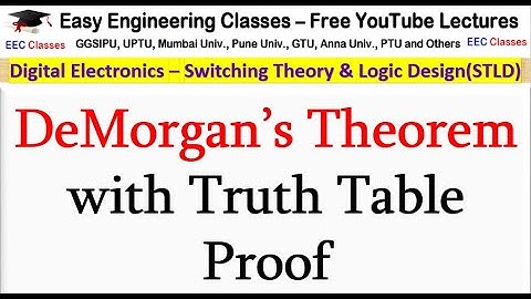 DeMorgan’s Theorem with Truth Table Proof | Digital Electronics(STLD) Lectures Hindi