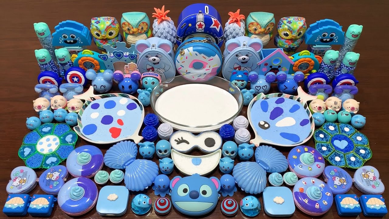 Festival of BLUE SKY !! Mixing Random Things Into GLOSSY SLIME !! Satisfying Slime Smoothie #889