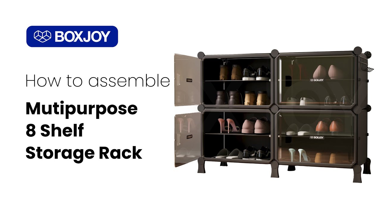 How to assemble 8 Shelf Horizontal Multipurpose Hard Plastic Door Storage Rack | BOXJOY