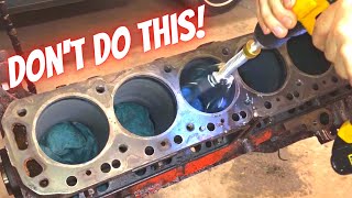 Honing Cylinders With Crank In! 1967 Chevy C10 Barn Find! At Home Ring Job!
