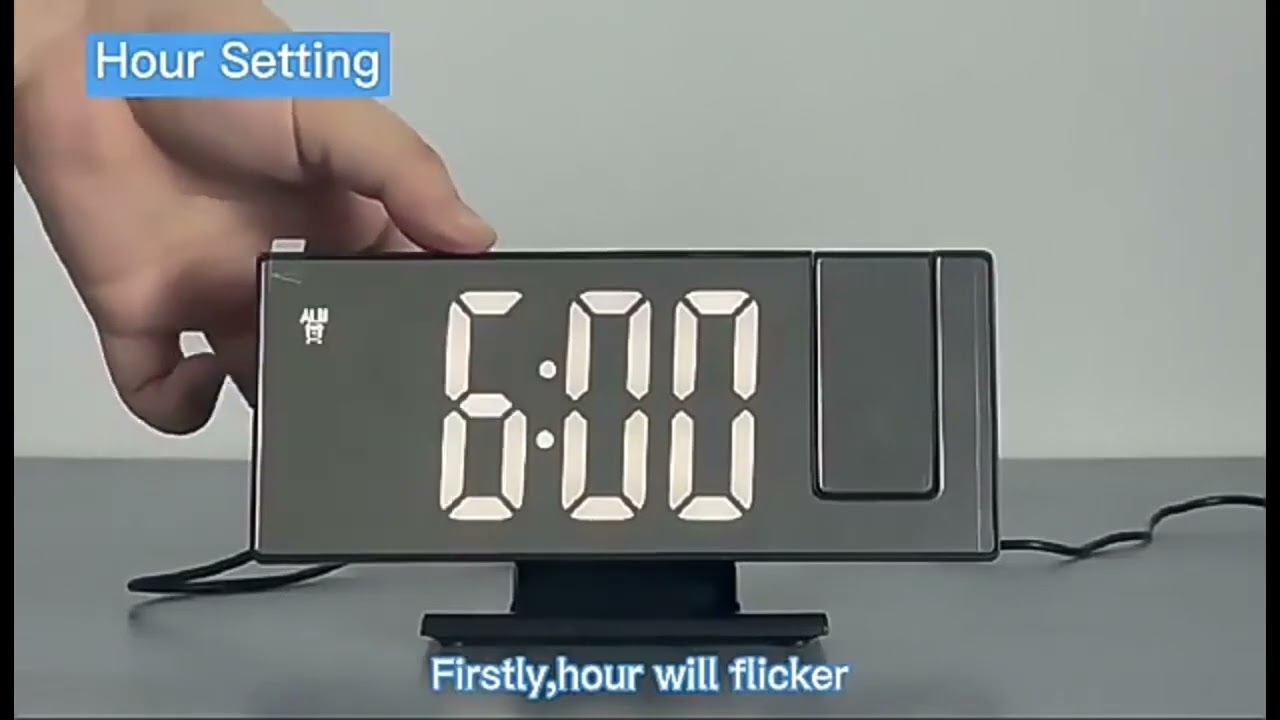 Digital Electronic Alarm Clock with Projection, Powered, Displays Temperature