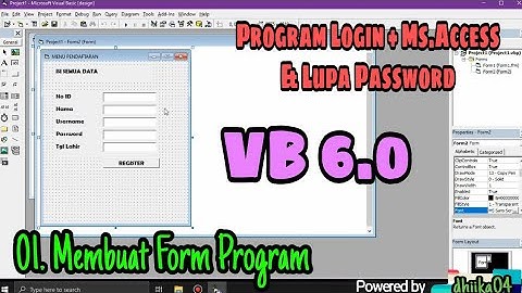 VB6 | 01 Membuat Login Database Access & Lupa Password - Create Form Program