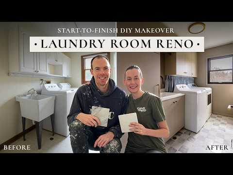 We Transformed Our Laundry Room | Marble Floors, Paint & IKEA Cabinet Installation