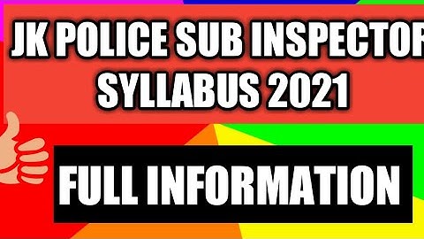 jk police sub inspector syllabus 2021||jkp SI Recruitment 2021.@Jkupdate @JkJobUpdates