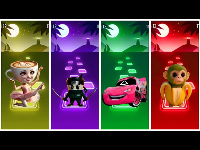 BALLERINA CAPUCHINA 🆚 Cappuccino Assasino's 🆚 McQueen Squid Game 🆚 TRALALERITOS 🎶Tiles Hop EDM R