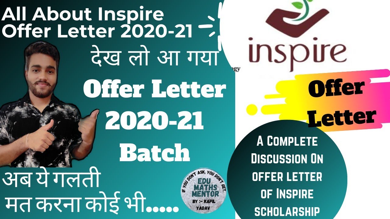 Inspire Offer Letter 2020 Inspire Scholarship Offer Letter Inspire 